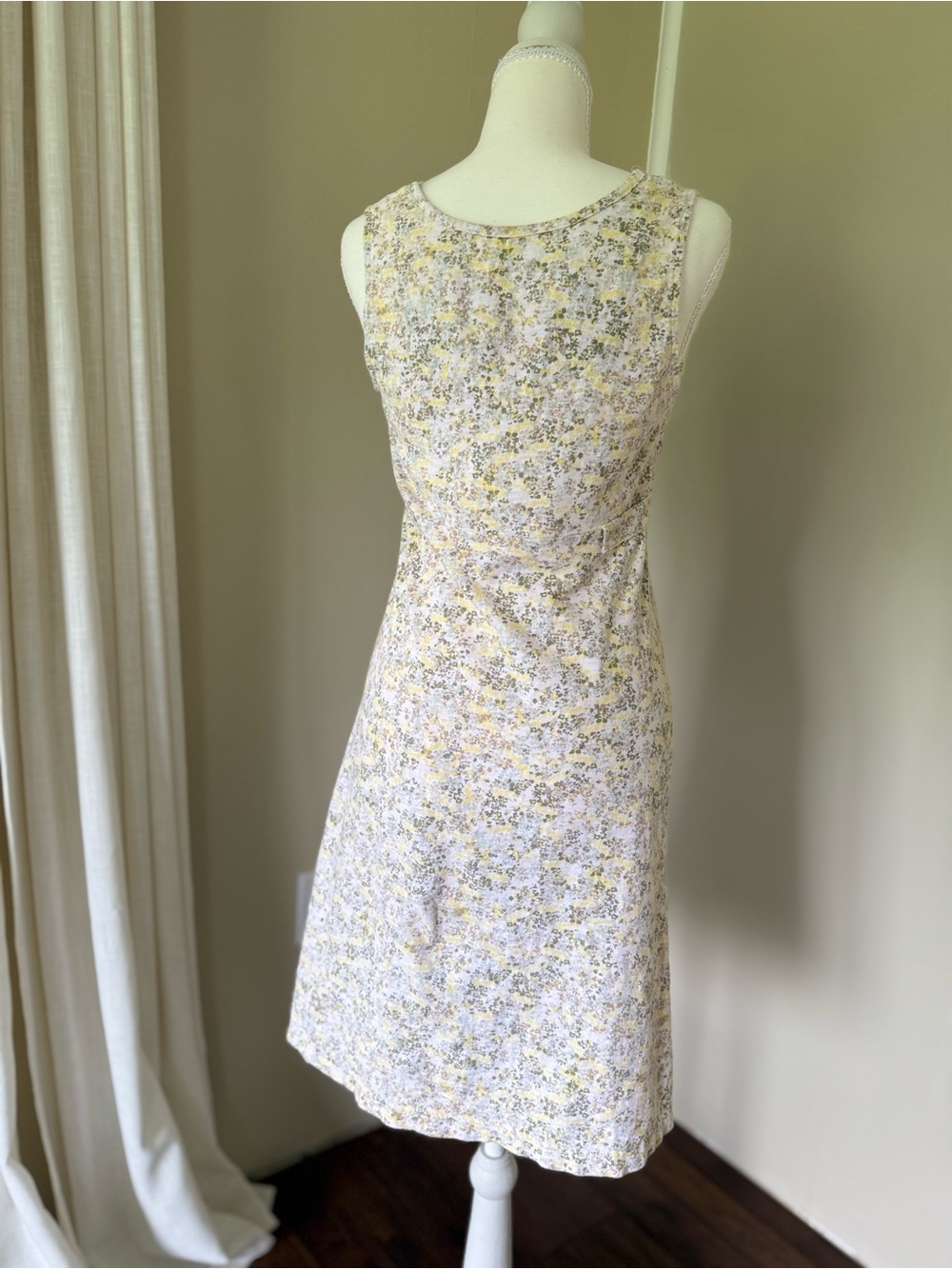 Eddie Bauer Sleeveless Floral Midi Dress Sundress White Yellow Olive Outdoor XS - Picture 5 of 7
